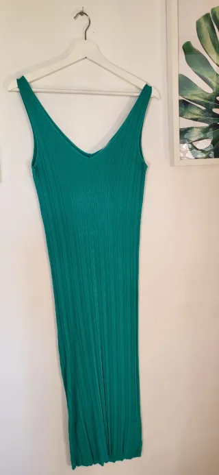 Conjunto Zara Chaqueta y Vestido Verde Midi