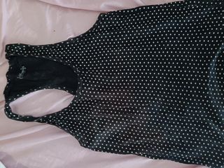 Top Stradivarius Negro Lunares Mujer