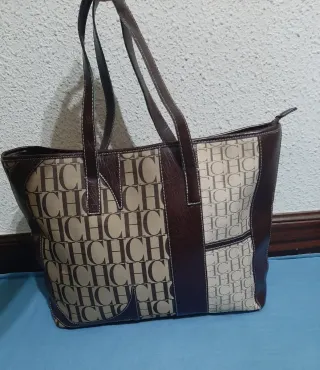 Bolso Carolina Herrera Piel Beige y Marrón