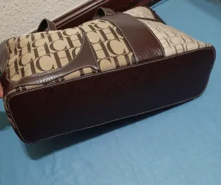 Bolso Carolina Herrera Piel Beige y Marrón