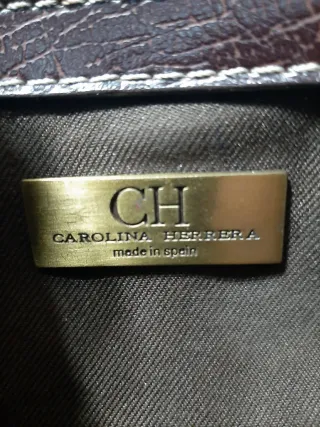 Bolso Carolina Herrera Piel Beige y Marrón