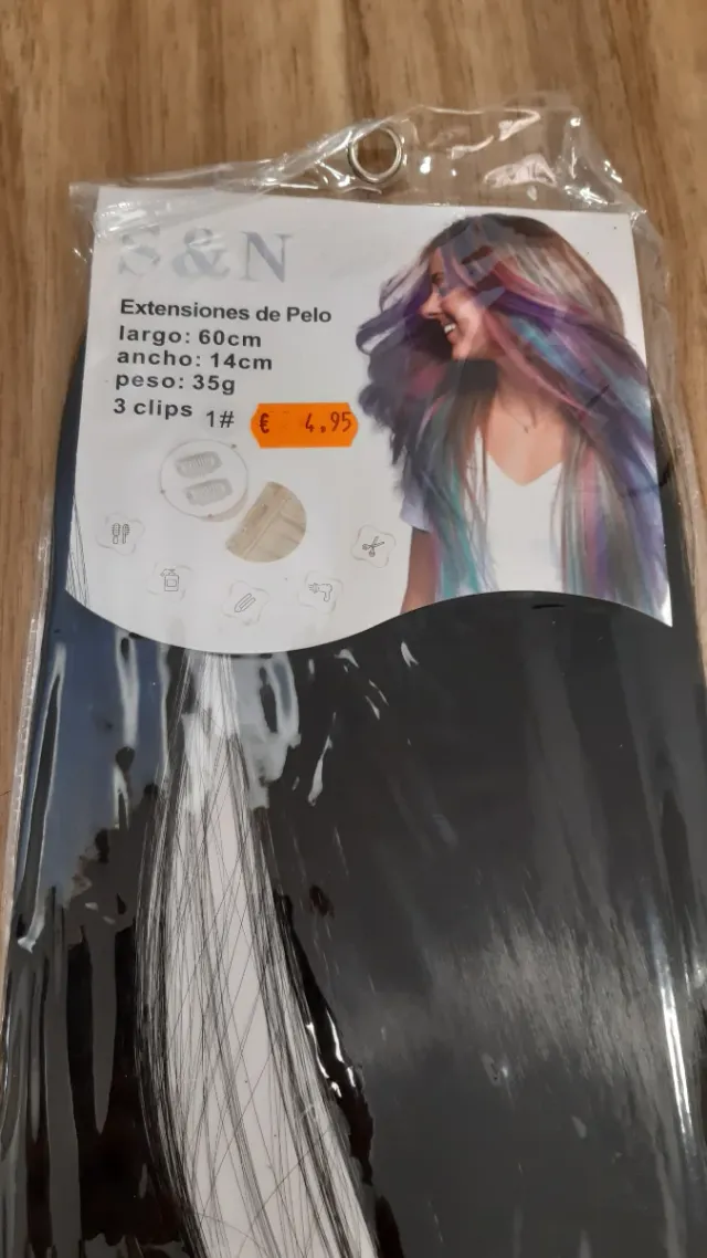 Extensiones de pelo negro.