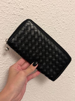 Cartera negra larga cuero / unisex