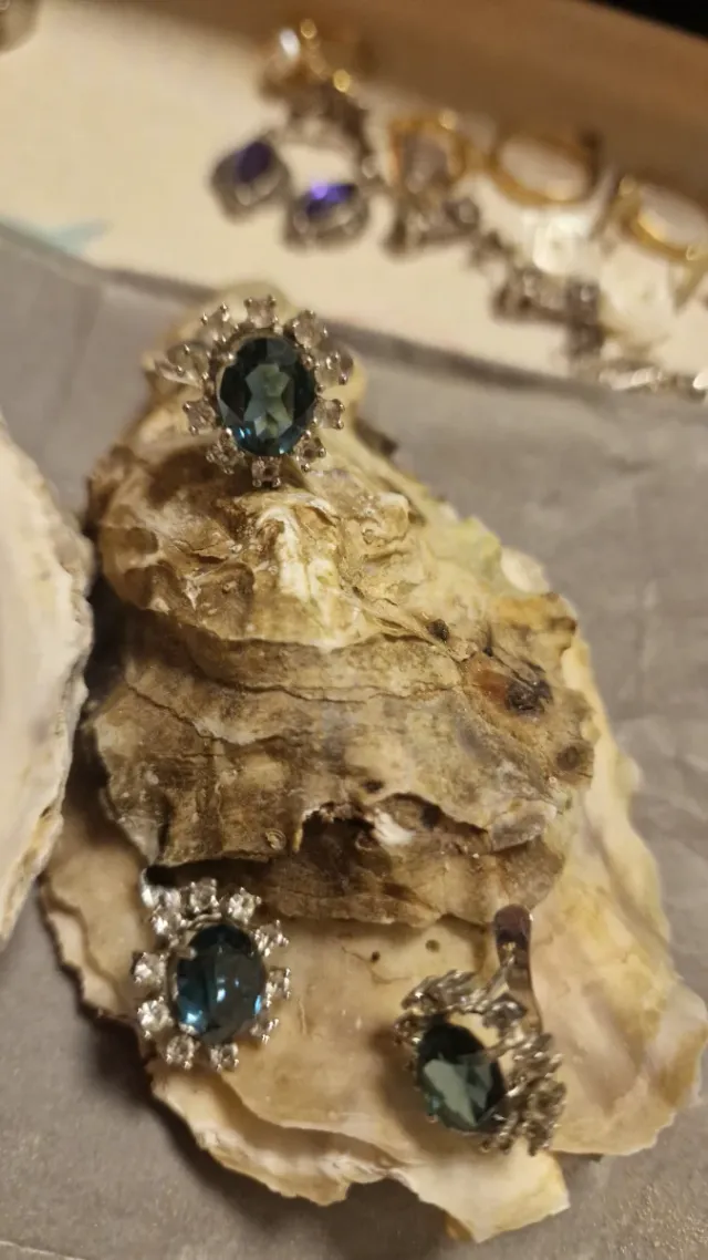 Conjunto Anillo y Pendientes Azul