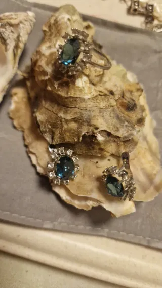 Conjunto Anillo y Pendientes Azul