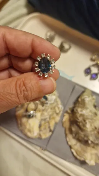 Conjunto Anillo y Pendientes Azul