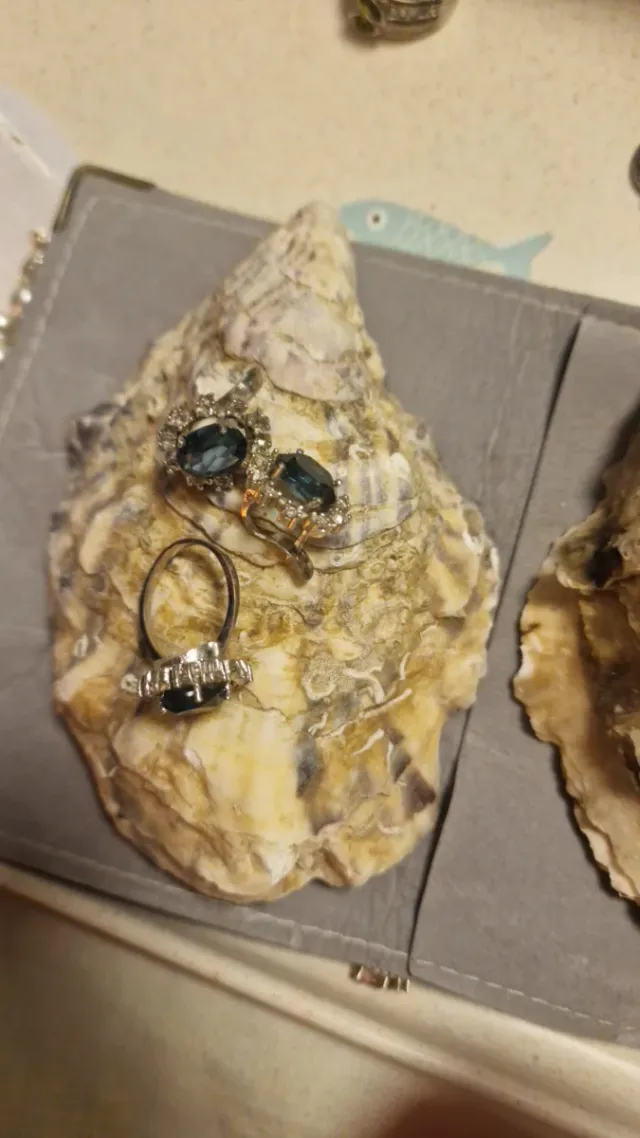 Conjunto Anillo y Pendientes Azul