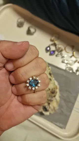 Conjunto Anillo y Pendientes Azul