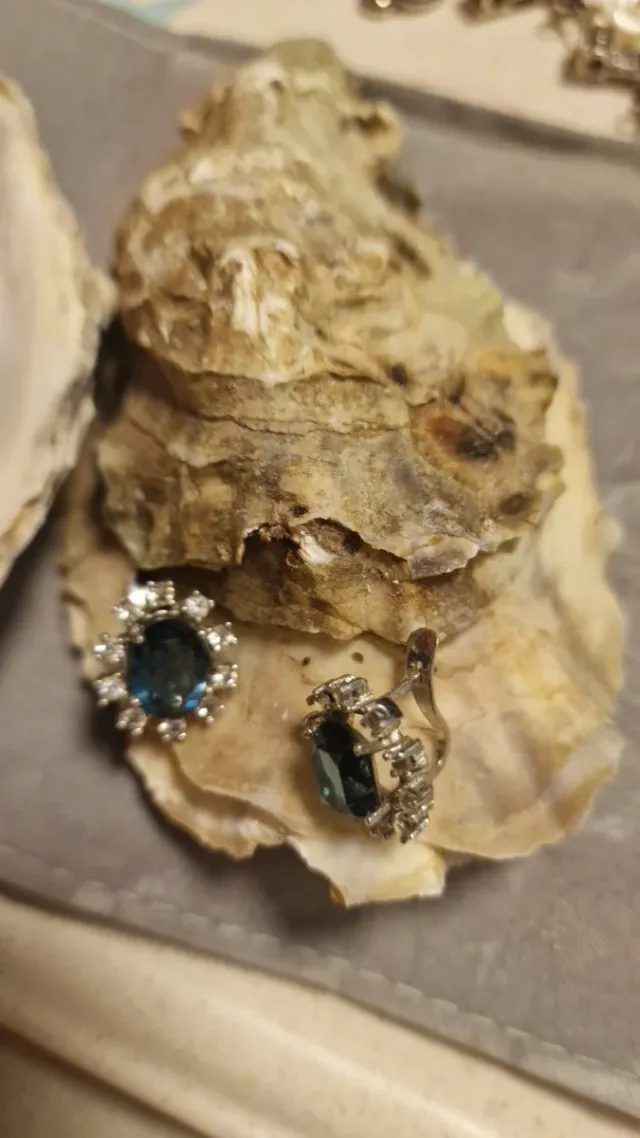 Conjunto Anillo y Pendientes Azul