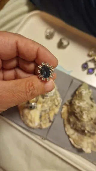 Conjunto Anillo y Pendientes Azul