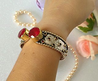 Pulsera plata 925,oro y rubies