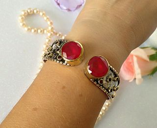 Pulsera plata 925,oro y rubies