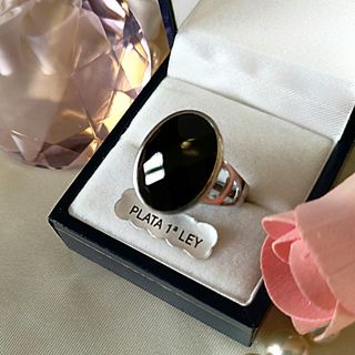 Anillo Plata 1ª Ley Ónix Ovalado