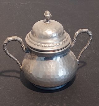 Servizio 6 tazzine caffè peltro e ceramica