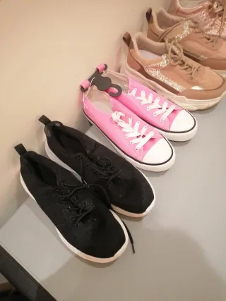 Deportivas Mujer Talla 40 Dorado y Rosa