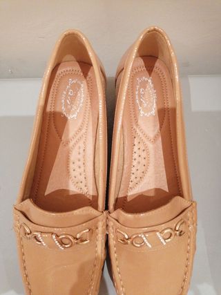Mocasines Mujer Talla 40 Beige y Negro