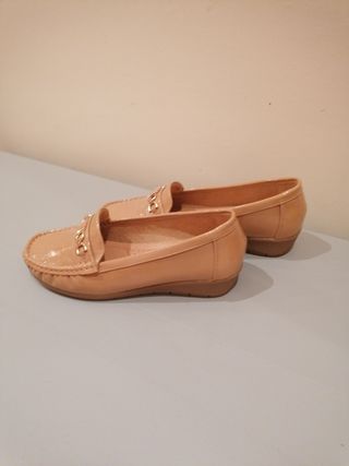 Mocasines Mujer Talla 40 Beige y Negro