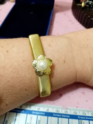 Bracciale vintage anni '80 fiore perla