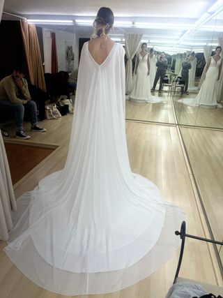 Capa de novia redondo, dos posiciones