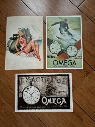 Lotto 7 cartoline pubblicitarie Omega