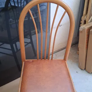 Set 2 Sedie Vintage Anni '80 Legno e Pelle