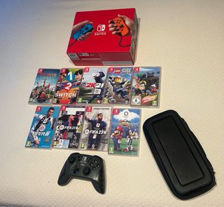 lote Nintendo Switch + Mando, Funda y 9 juegos 
