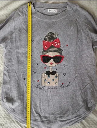 Jersey Kate Collection gris con dibujo chica