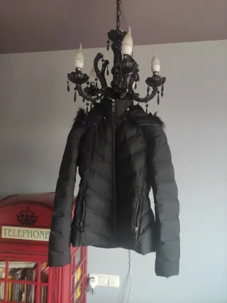 Abrigo Plumas Zara Talla S Negro