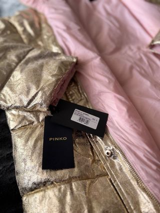 Chaqueta de invierno Pinko dorada y rosa M L 
