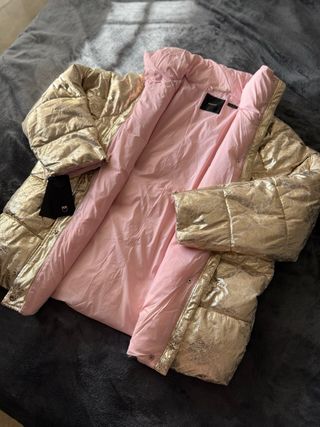 Chaqueta de invierno Pinko dorada y rosa M L 
