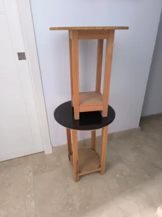 Mesita redonda madera y cristal