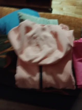 Abrigo niña rosa y beig
