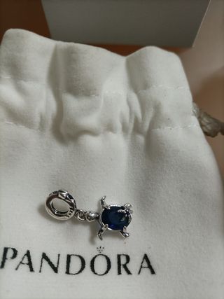 Charm Pandora  tortuga Plata Azul Auténtico