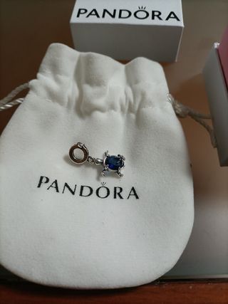 Charm Pandora  tortuga Plata Azul Auténtico