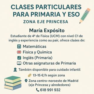 Clases particulares Primaria y ESO- Mates, FisyQui