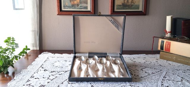 Servizio di 6 cucchiaini vintage in argento 800