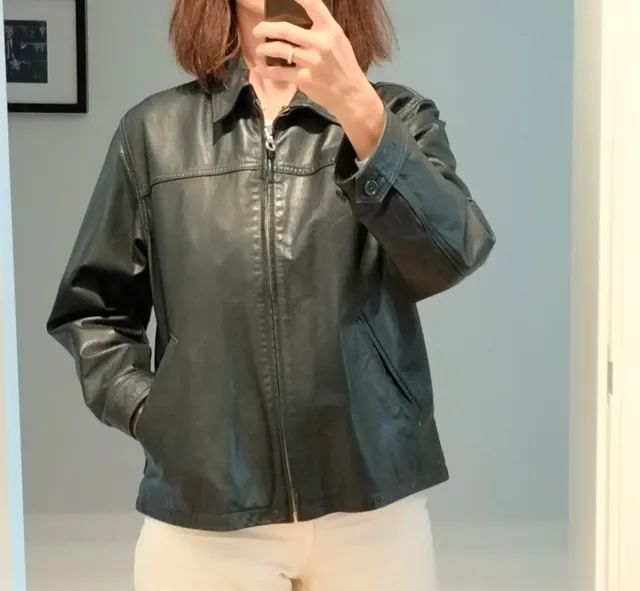 Giacca in pelle donna blu notte