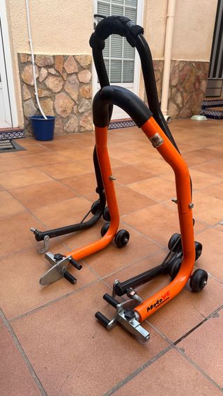 Juego caballetes moto naranja