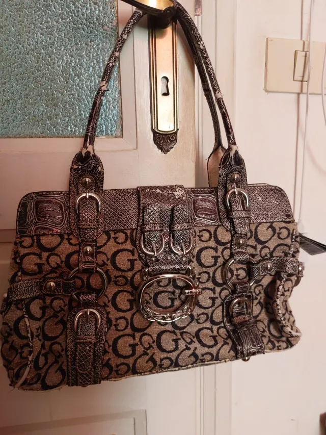 Borsa Guess vintage monogram beige/marrone