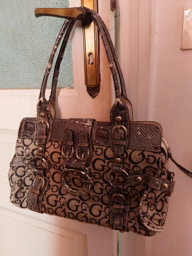 Borsa Guess vintage monogram beige/marrone