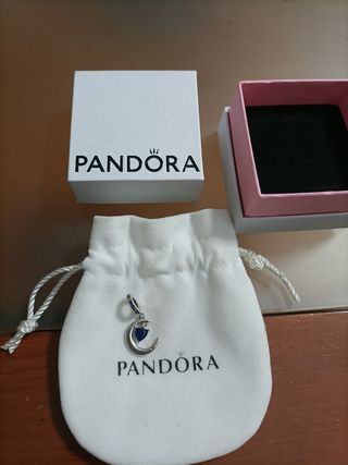 Charm Pandora Plata Luna Corazón Azul Auténtico