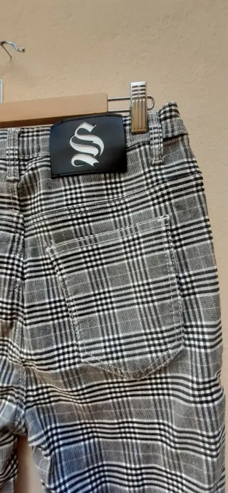 Pantalón Hombre Elástico Cuadros Gris
