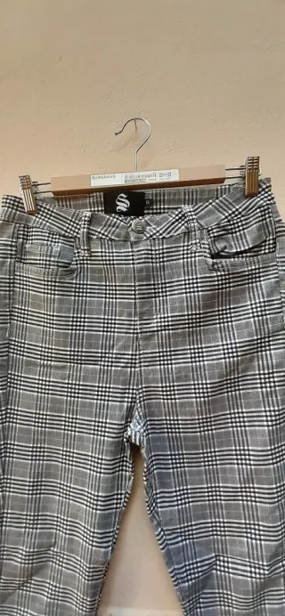 Pantalón Hombre Elástico Cuadros Gris