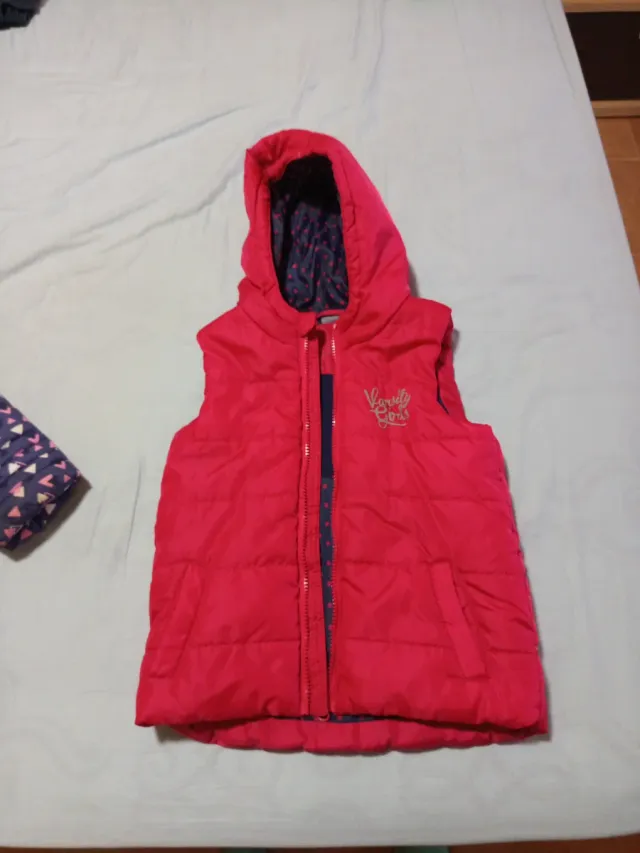 Abrigo niña rosa con capucha de 5 a 6 años