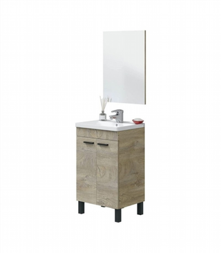 Mueble De Baño 2 Puertas Y Espejo Con Lavabo. Rob