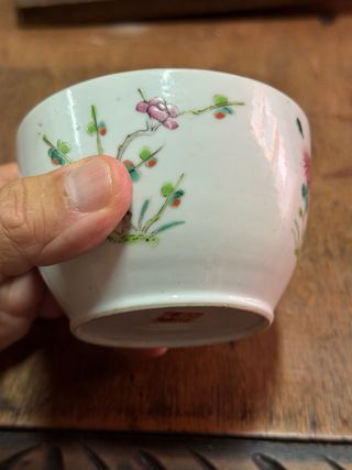 Tazón chino Famille Rose S. XIX