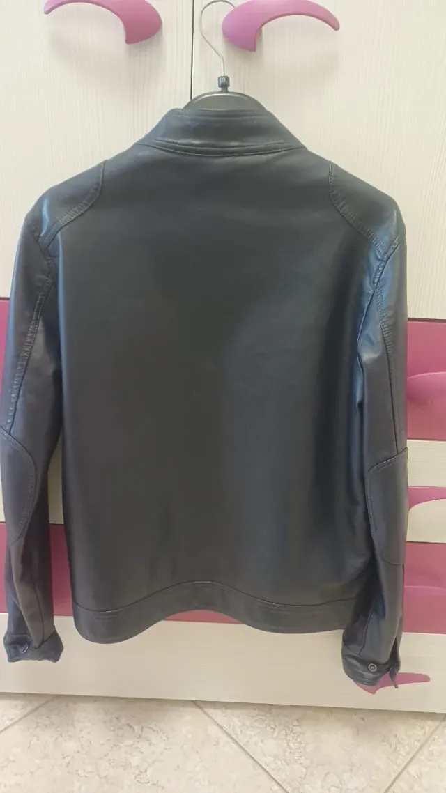 Giacca ragazzo ecopelle nera