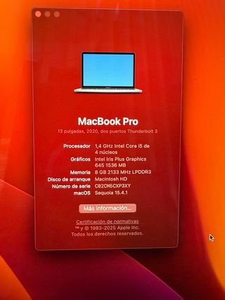 MacBook Pro 2020 256GB Gris Espacial