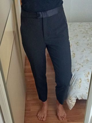 ZARA Pantalón traje banda satén lateral M