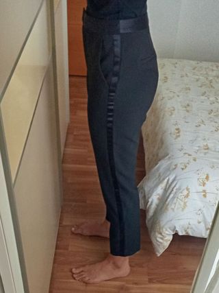 ZARA Pantalón traje banda satén lateral M